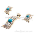 Fashion Alloy Jewelry Set, Including Earrings and Pendant, 18K Gold Plating with Plastic Bead